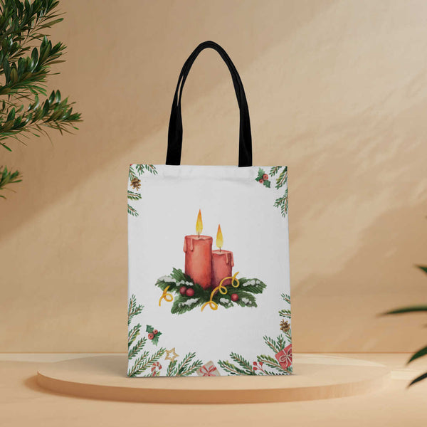 Candle - Christmas Theme Printed Tote Bag - Uncommongifts.in